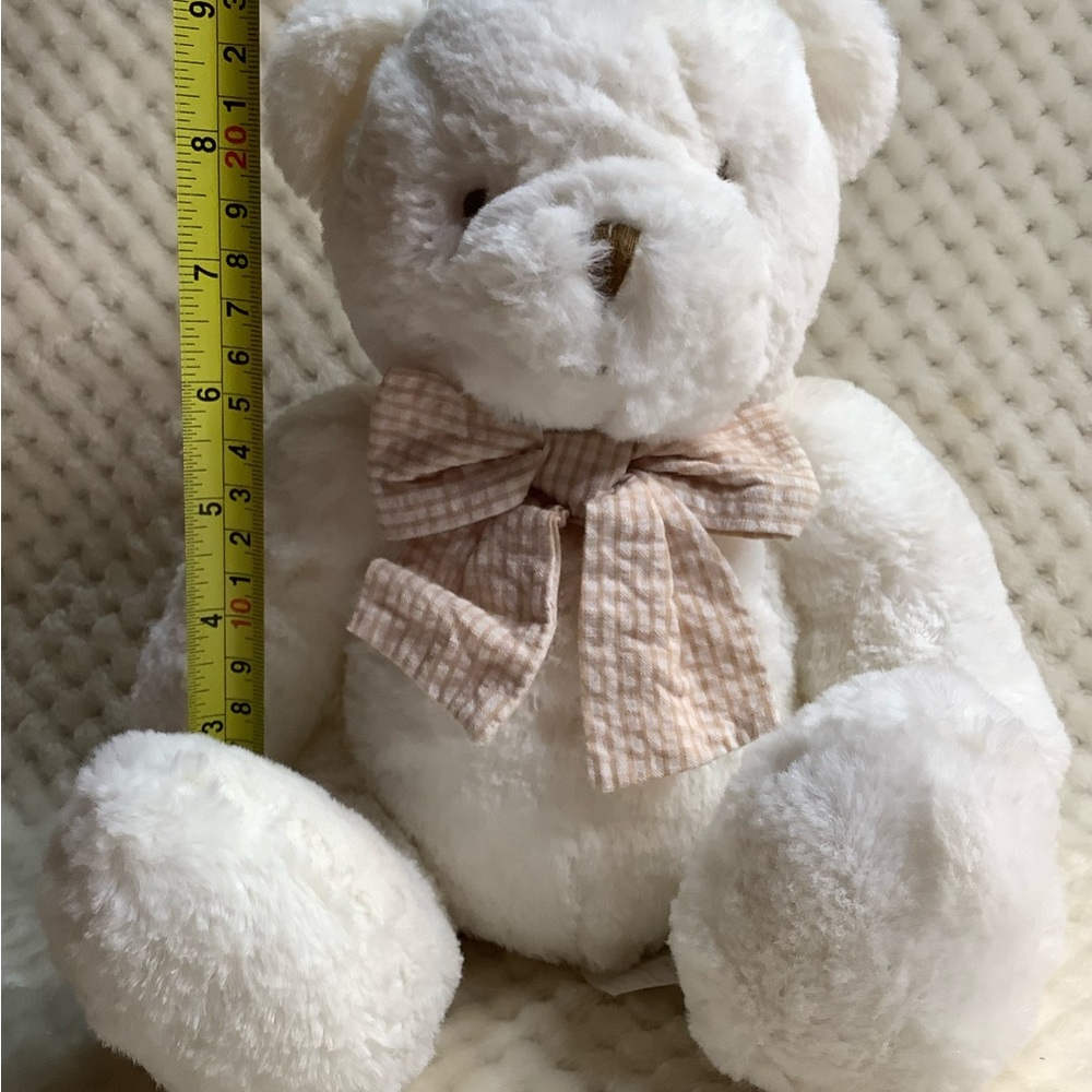 Ginger Lily Australia Plush White Teddy Bear stuffed Animal with Bow - Picture 2 of 7